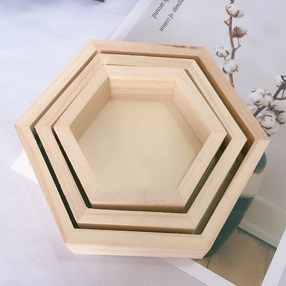 Simple Style Artistic Hexagon Solid Wood Jewelry Rack