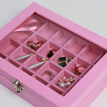 Simple Style Artistic Solid Color Flocking Jewelry Boxes