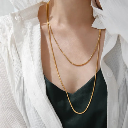 304 Stainless Steel 18K Gold Plated Simple Style Artistic Plating Solid Color Layered Necklaces