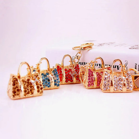 Simple Style Bag Zinc Alloy Plating Inlay Rhinestones Women'S Bag Pendant Keychain