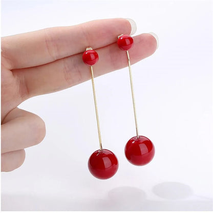 Simple Style Ball Imitation Pearl Chain Inlay Artificial Pearls Women's Drop Earrings