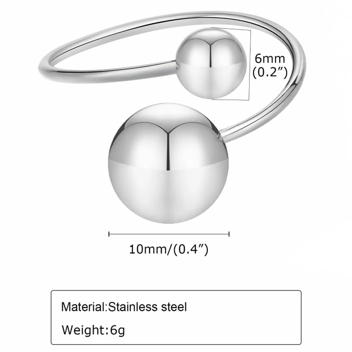 Simple Style Ball Stainless Steel Open Rings