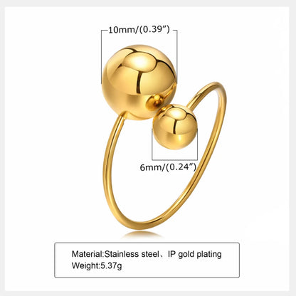 Simple Style Ball Stainless Steel Open Rings