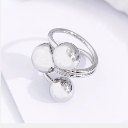 Simple Style Ball Stainless Steel Open Rings