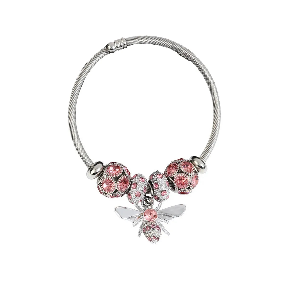 Simple Style Bee 304 Stainless Steel Alloy Zircon Bangle In Bulk