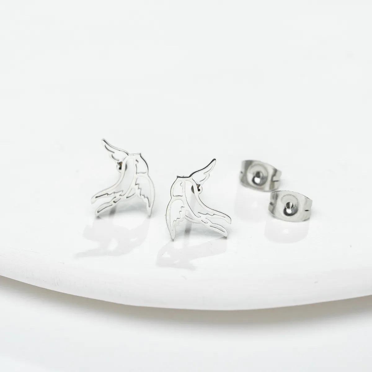 1 Pair Simple Style Bird 304 Stainless Steel 18K Gold Plated Ear Studs