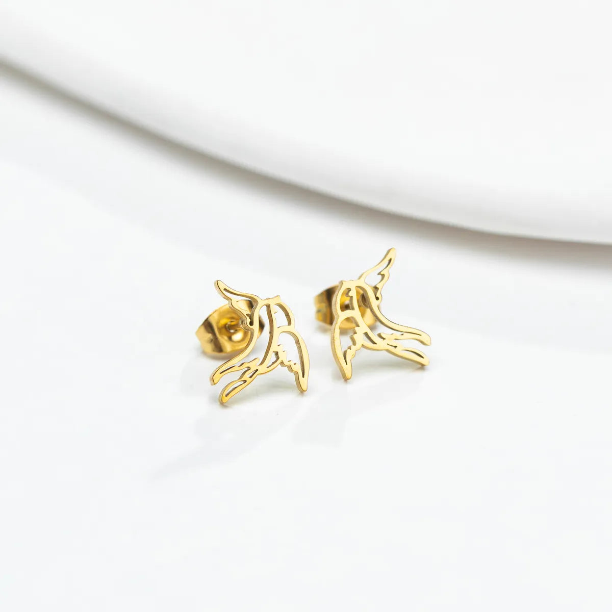 1 Pair Simple Style Bird 304 Stainless Steel 18K Gold Plated Ear Studs