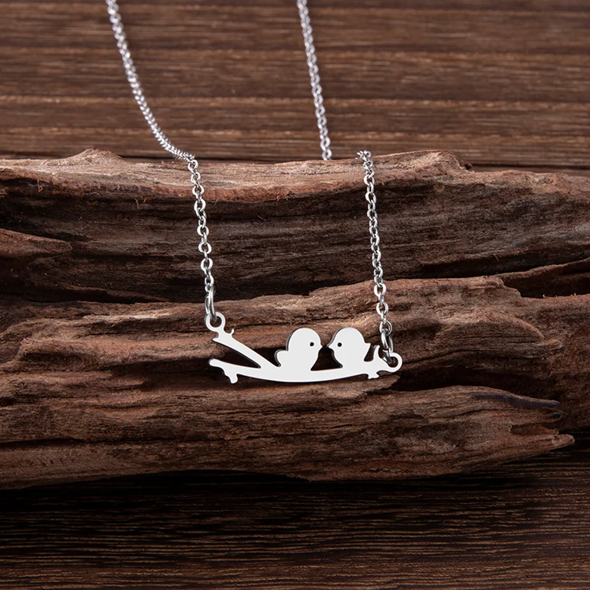 Simple Style Bird Stainless Steel Pendant Necklace Irregular Stainless Steel Necklaces 1 Piece