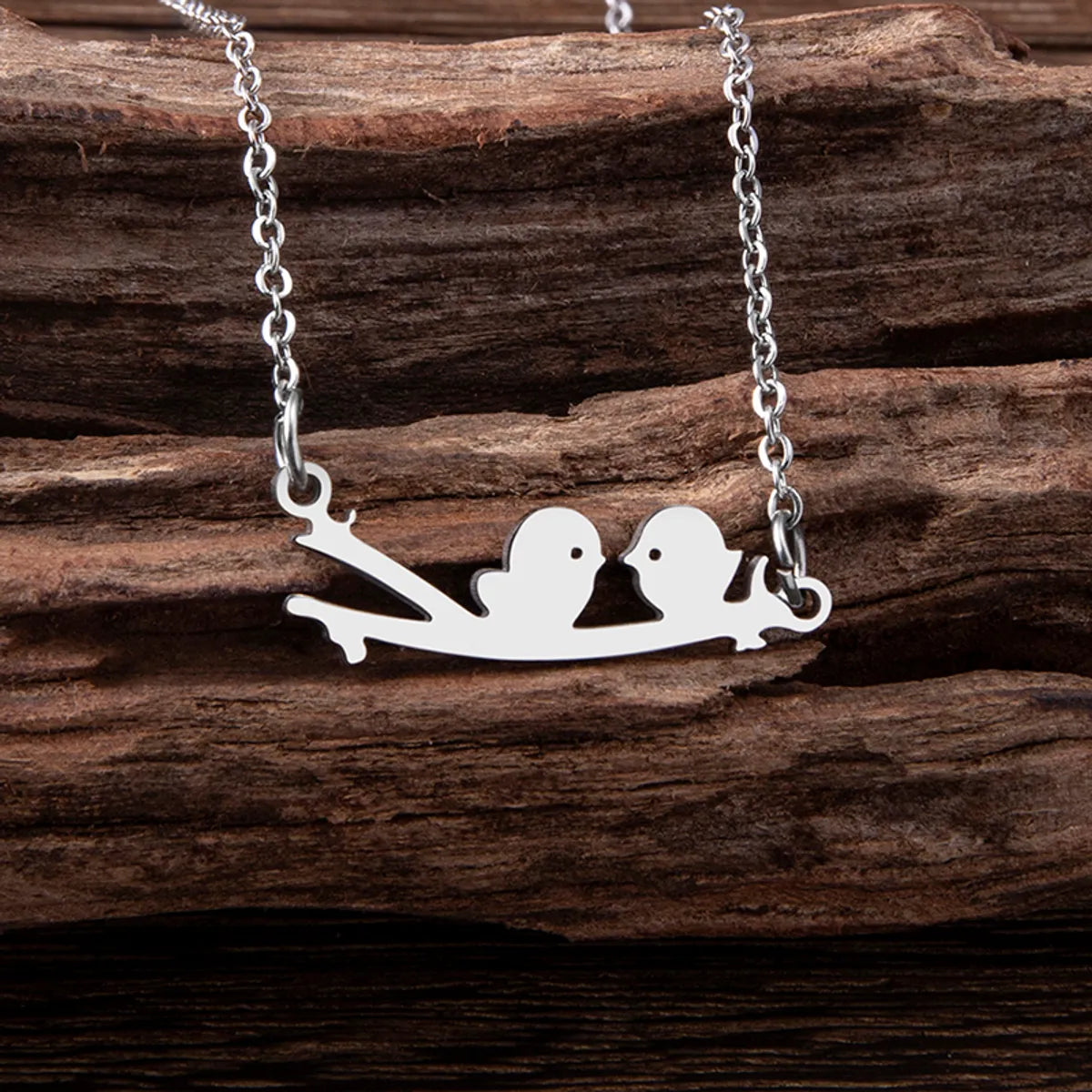 Simple Style Bird Stainless Steel Pendant Necklace Irregular Stainless Steel Necklaces 1 Piece