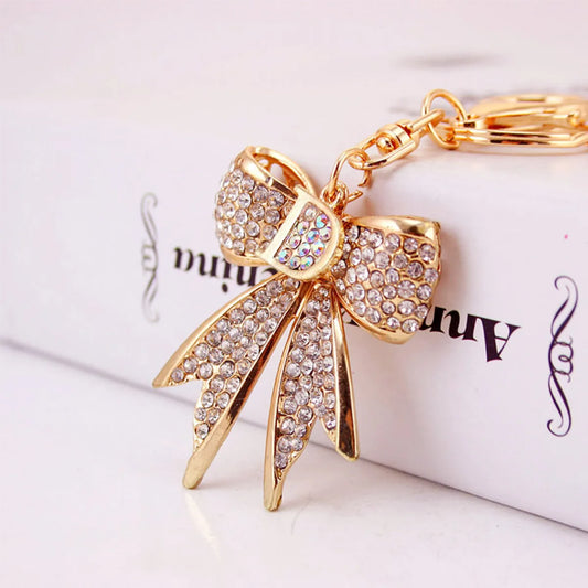 Simple Style Bow Knot Alloy Inlay Rhinestones Women'S Keychain