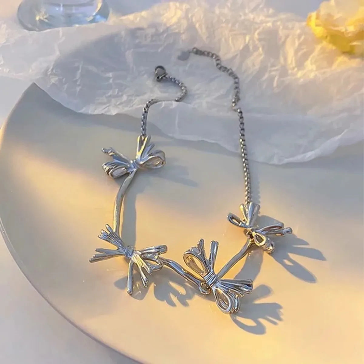 Simple Style Bow Knot Alloy Plating Women's Necklace