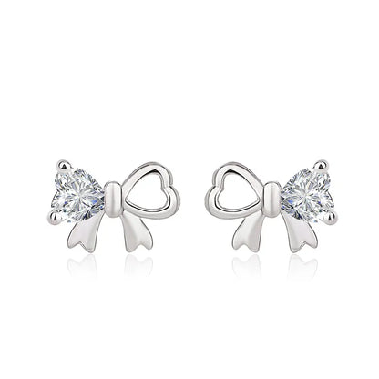 Simple Style Bow Knot Copper Plating Zircon Ear Studs 1 Pair