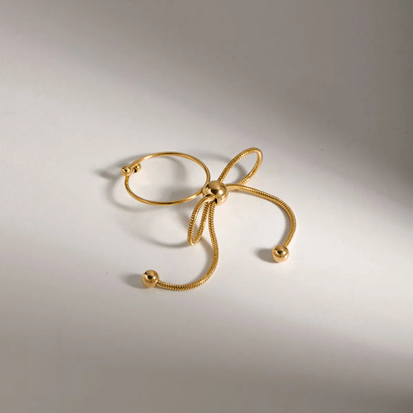 Simple Style Bow Knot Stainless Steel Plating 18k Gold Plated Rings