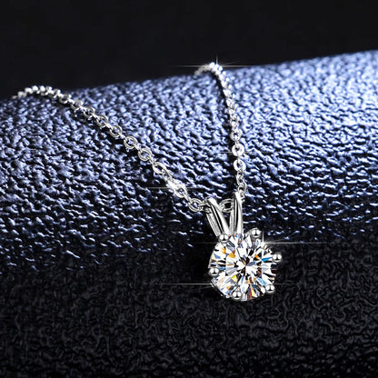 Simple Style Bow Knot Sterling Silver Inlay Moissanite Zircon Pendant Necklace