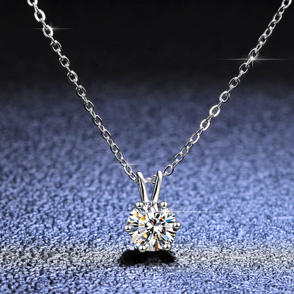 Simple Style Bow Knot Sterling Silver Inlay Moissanite Zircon Pendant Necklace