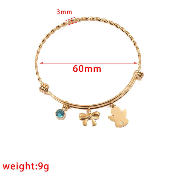 Simple Style Customization Laser Engraving Bow Knot Titanium Steel Bangle In Bulk