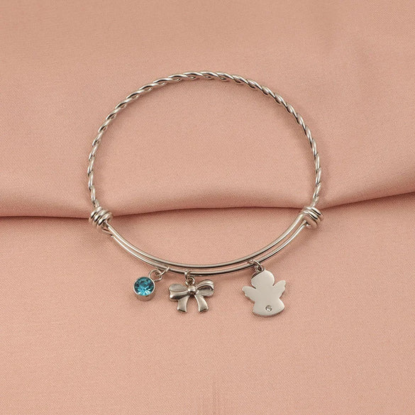 Simple Style Customization Laser Engraving Bow Knot Titanium Steel Bangle In Bulk