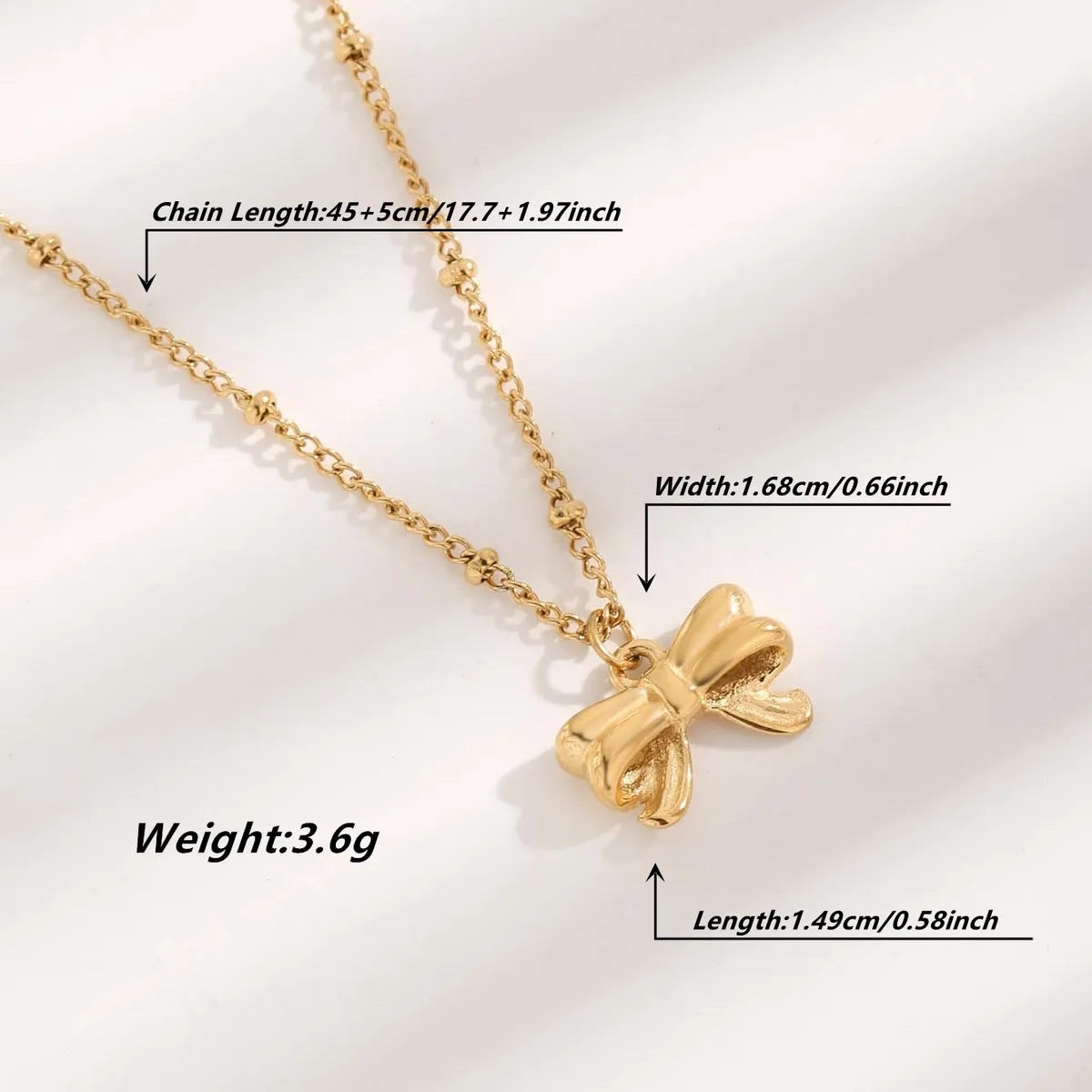 Simple Style Bow Knot Titanium Steel Plating Inlay Zircon Gold Plated Pendant Necklace