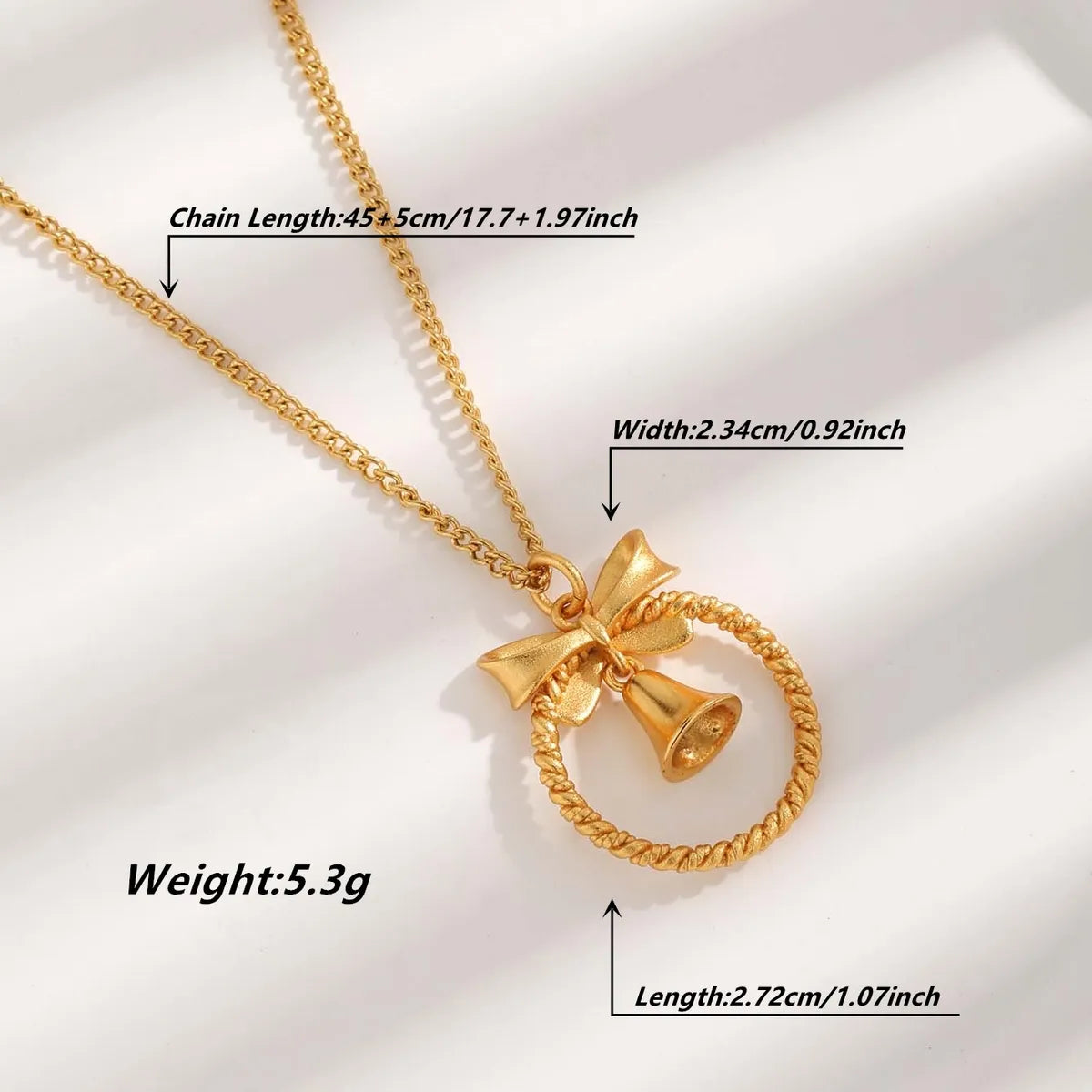 Simple Style Bow Knot Titanium Steel Plating Inlay Zircon Gold Plated Pendant Necklace