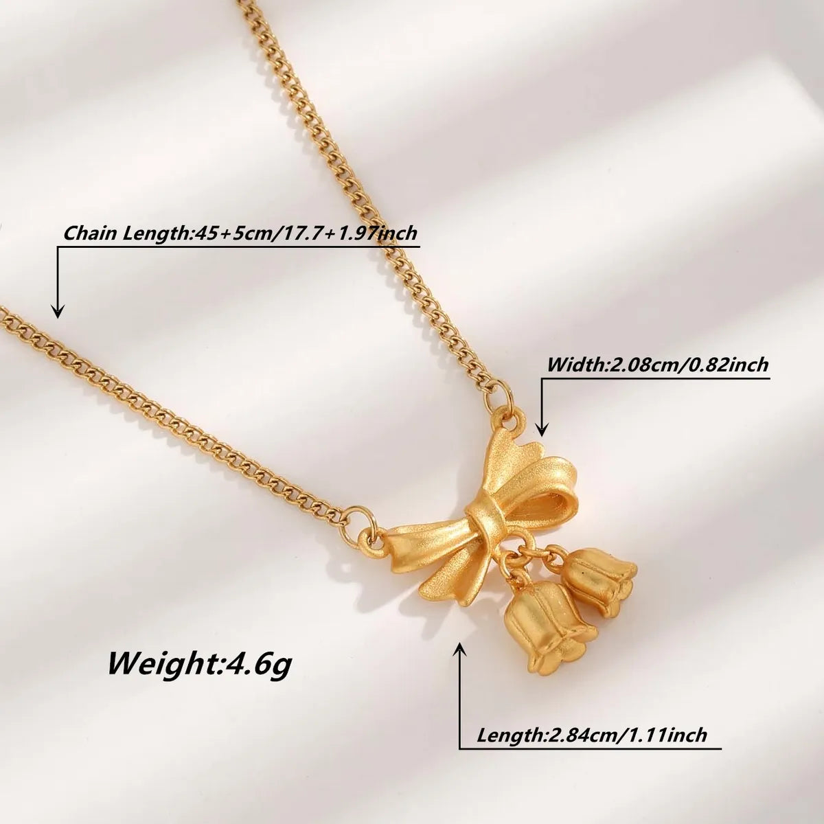 Simple Style Bow Knot Titanium Steel Plating Inlay Zircon Gold Plated Pendant Necklace