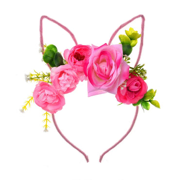 Simple Style Bunny Ears Cloth Flowers Hair Band 1 Piece