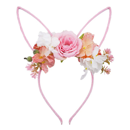 Simple Style Bunny Ears Cloth Flowers Hair Band 1 Piece