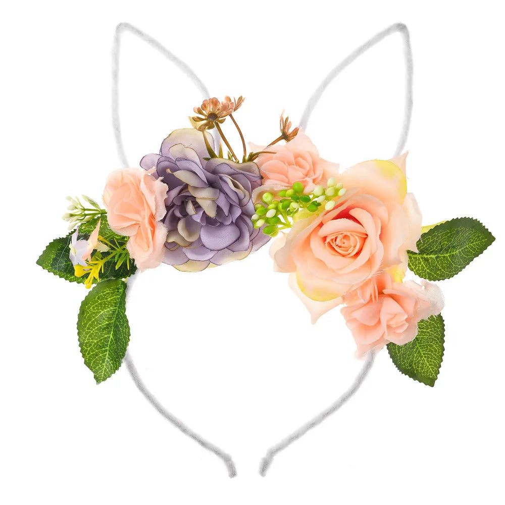 Simple Style Bunny Ears Cloth Flowers Hair Band 1 Piece