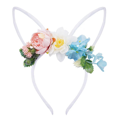 Simple Style Bunny Ears Cloth Flowers Hair Band 1 Piece