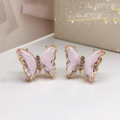 Simple Style Butterfly Alloy Inlay Crystal Women's Ear Studs 1 Pair