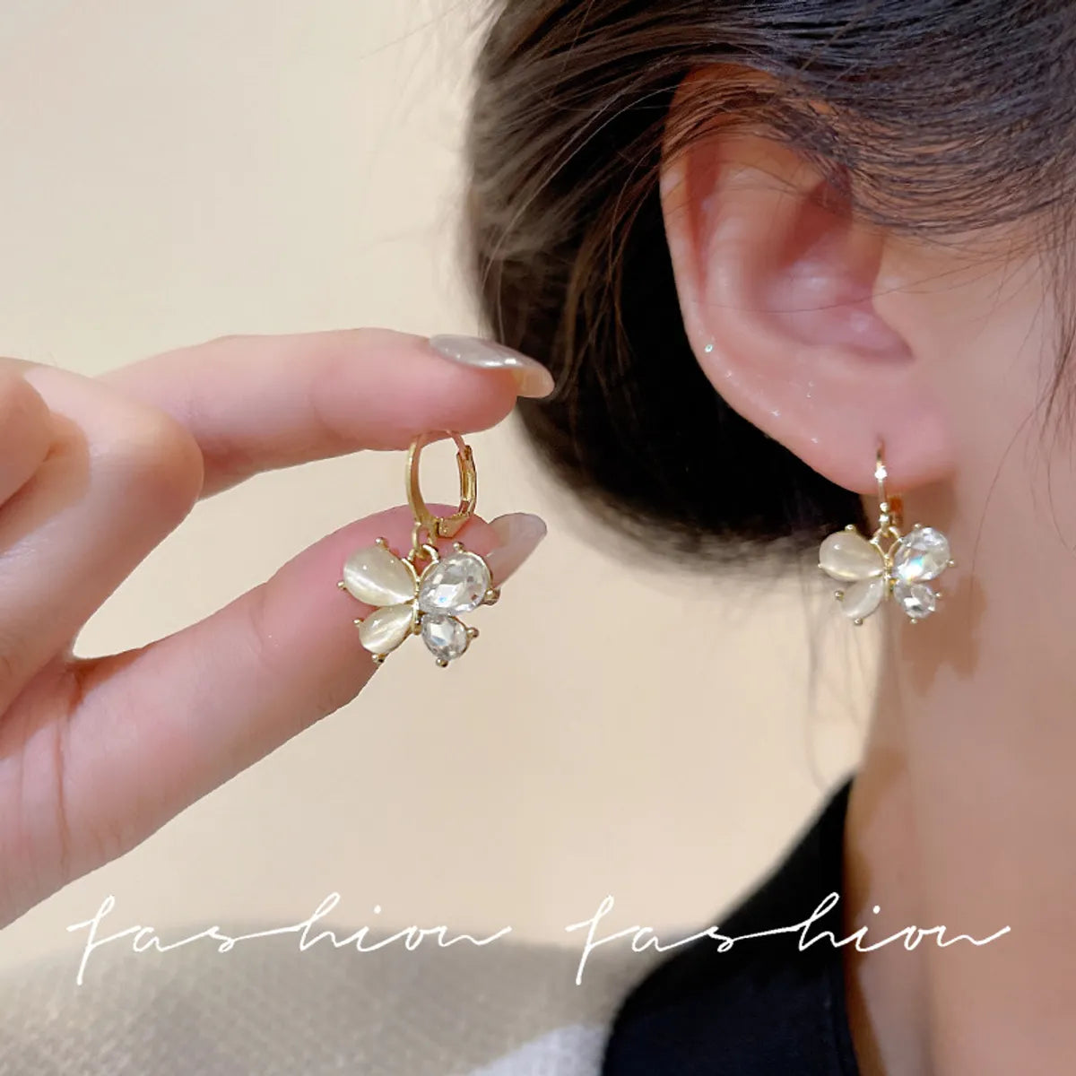 Simple Style Butterfly Alloy Inlay Opal Women's Drop Earrings