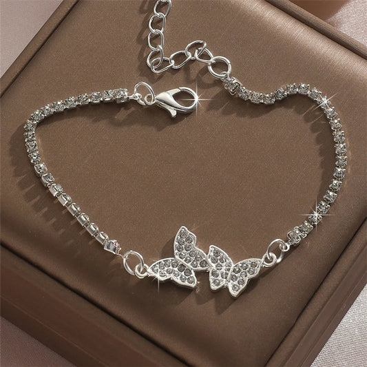 Simple Style Butterfly Alloy Inlay Rhinestones Women's Bracelets