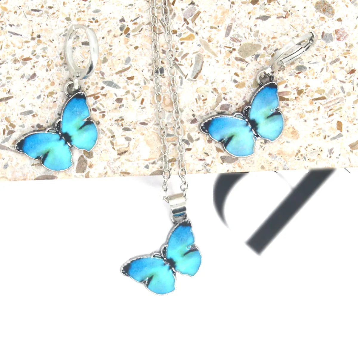 Simple Style Butterfly Alloy Plating Drop Earrings Necklace