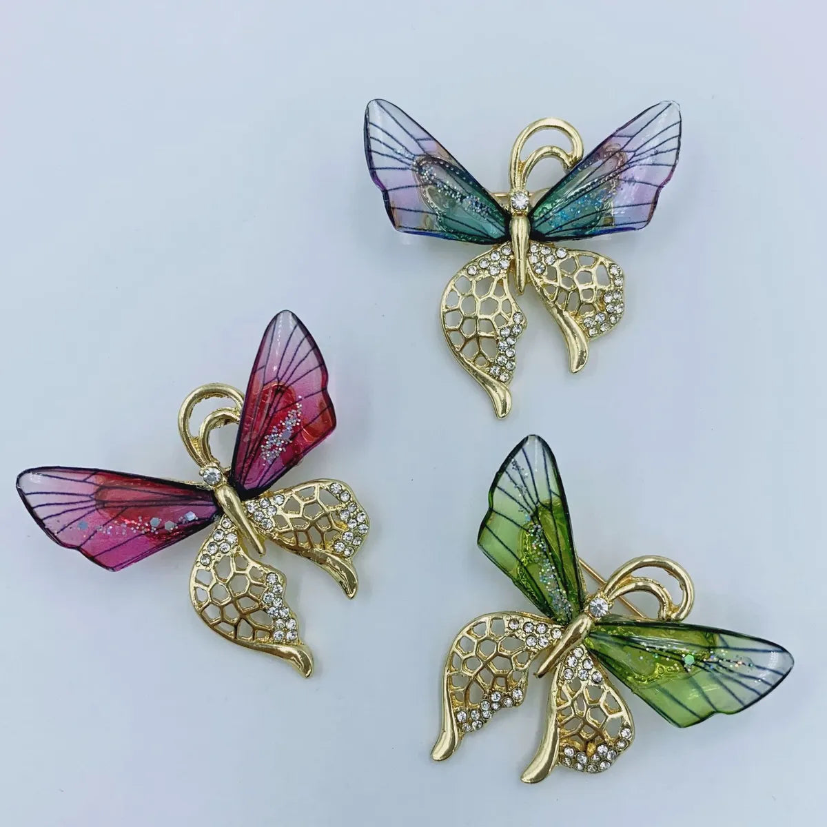 Simple Style Butterfly Alloy Plating Rhinestones Women'S Brooches 1 Piece