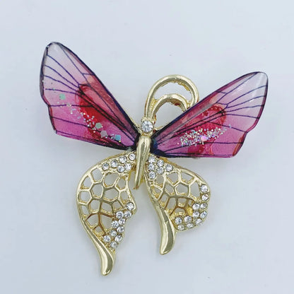 Simple Style Butterfly Alloy Plating Rhinestones Women'S Brooches 1 Piece