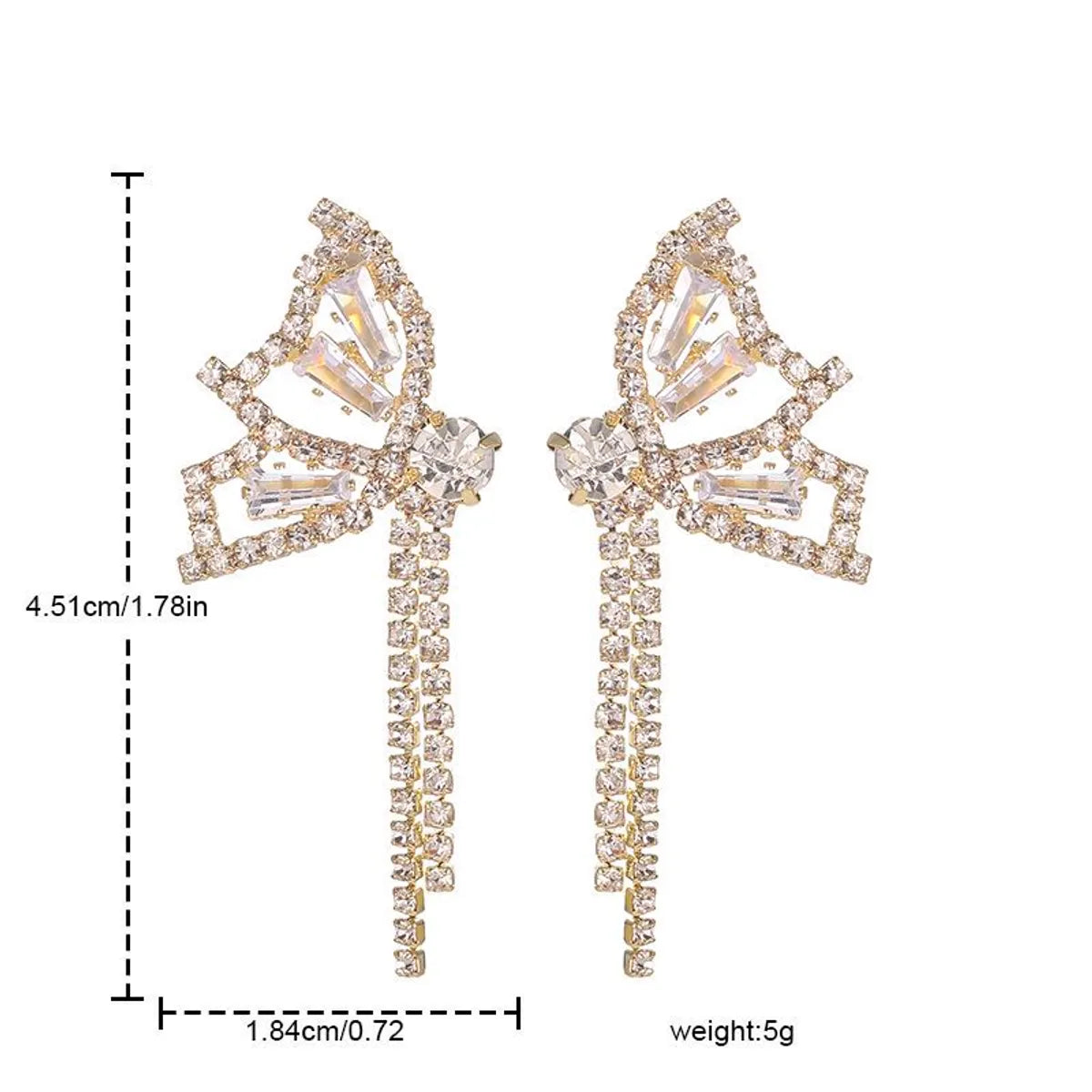 Simple Style Butterfly Alloy Rhinestone Tassel Women's Ear Studs 1 Pair