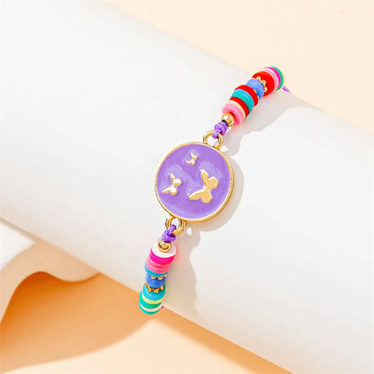 Simple Style Butterfly Alloy Soft Clay Beaded Women's Drawstring Bracelets