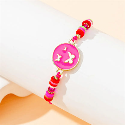 Simple Style Butterfly Alloy Soft Clay Beaded Women's Drawstring Bracelets