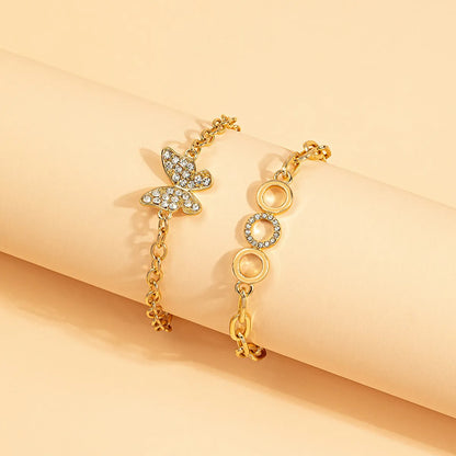 Simple Style Butterfly Artificial Gemstones Alloy Wholesale Bracelets