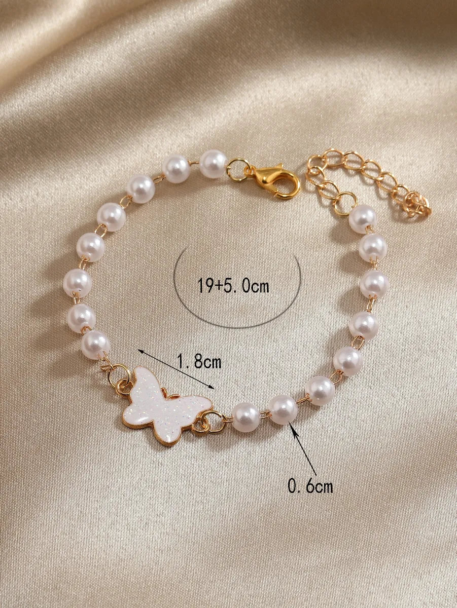 Simple Style Butterfly Artificial Pearl Alloy Women's Bracelets