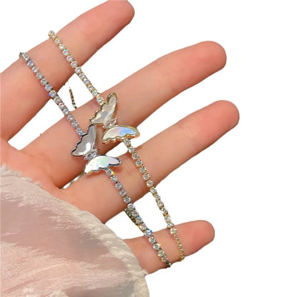 Simple Style Butterfly Copper Inlay Shell Zircon Bracelets