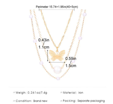 Simple Style Butterfly Iron Pearl Women'S Layered Necklaces