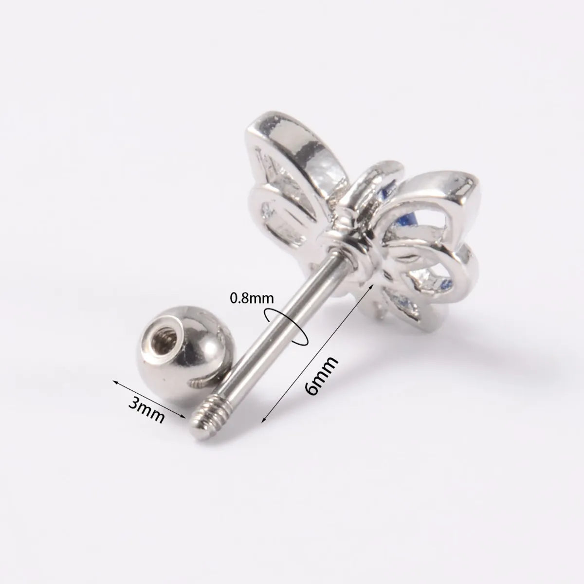 Simple Style Butterfly Stainless Steel Ear Studs Stainless Steel Earrings 1 Piece