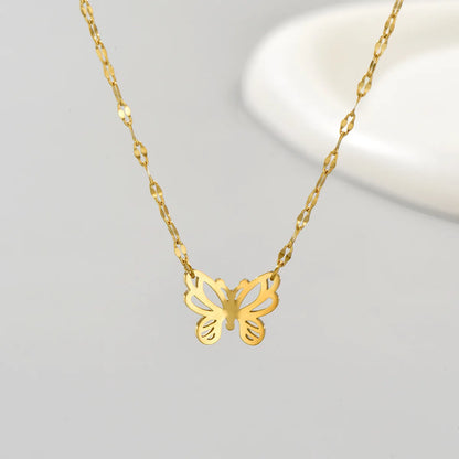 Simple Style Butterfly Stainless Steel Hollow Out Chain Necklace 1 Piece