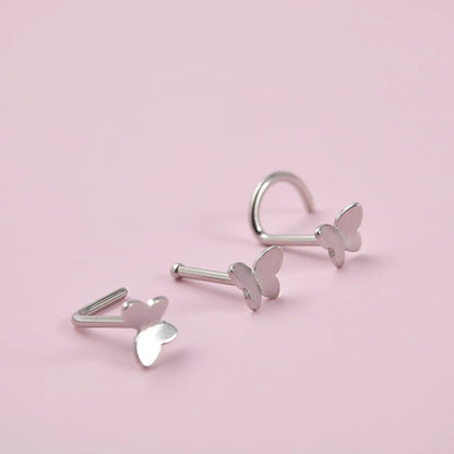 1 Piece Nose Rings & Studs Simple Style Butterfly 304 Stainless Steel