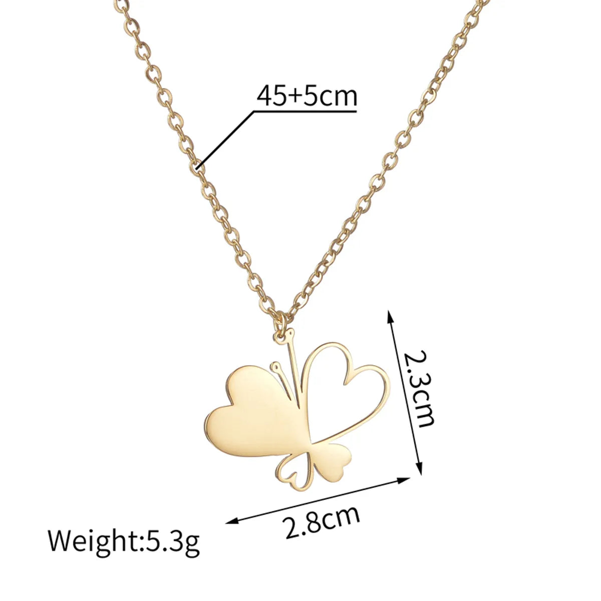 Simple Style Butterfly Stainless Steel Plating 18k Gold Plated Pendant Necklace