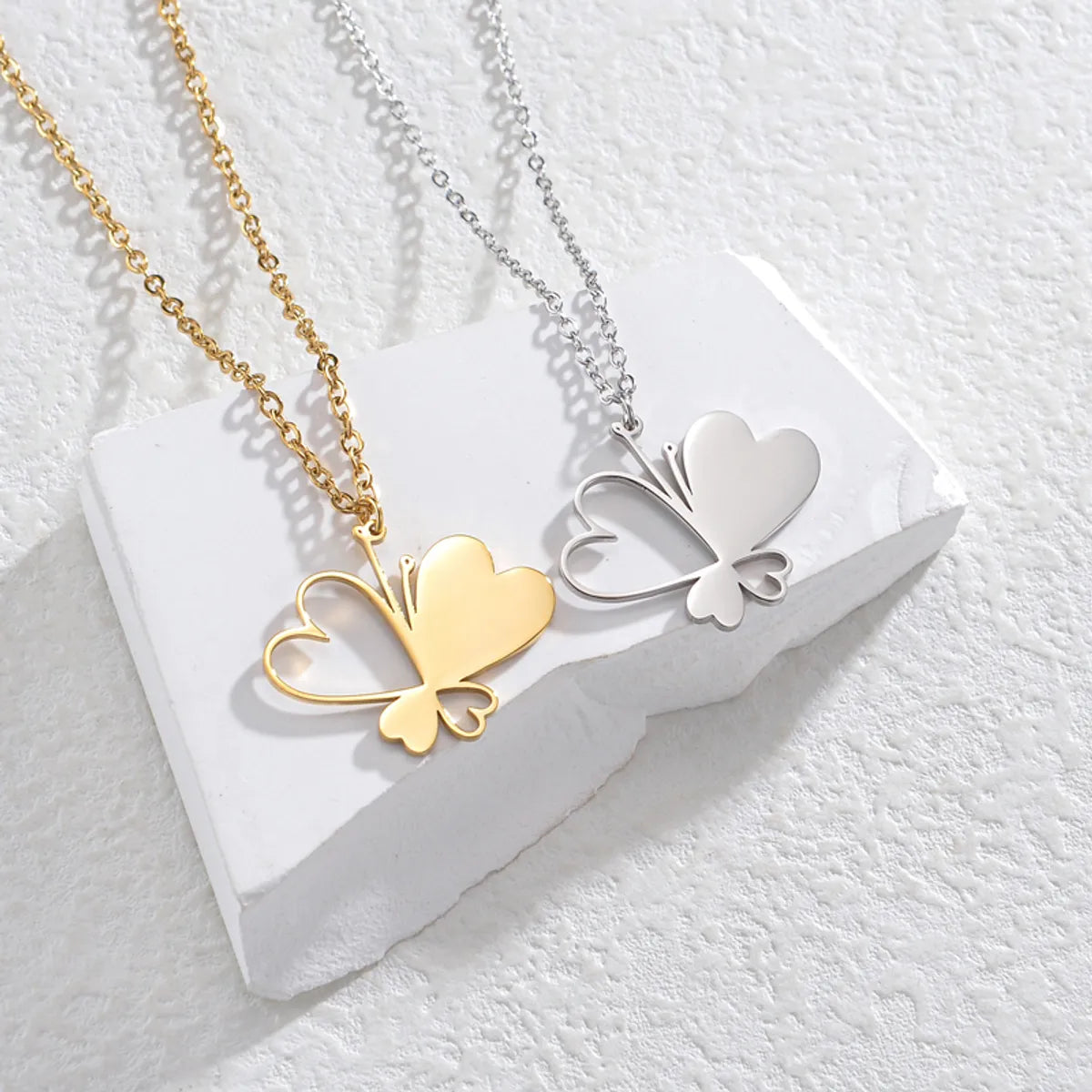 Simple Style Butterfly Stainless Steel Plating 18k Gold Plated Pendant Necklace