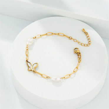 Simple Style Butterfly Stainless Steel Titanium Steel Gold Plated Bracelets In Bulk