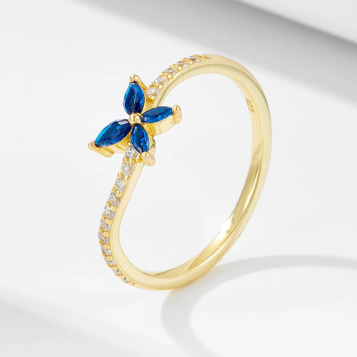 Simple Style Butterfly Sterling Silver Plating Inlay Zircon 14k Gold Plated Rhodium Plated Rings