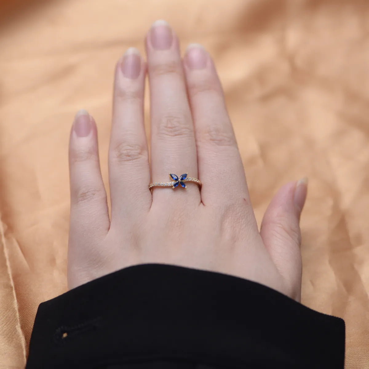 Simple Style Butterfly Sterling Silver Plating Inlay Zircon 14k Gold Plated Rhodium Plated Rings