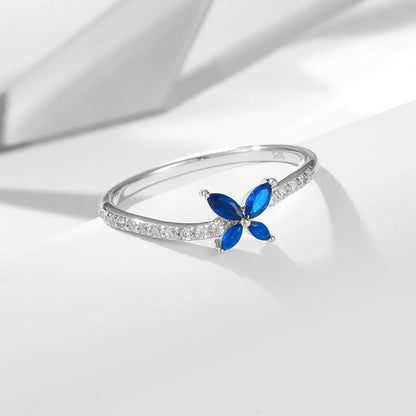 Simple Style Butterfly Sterling Silver Plating Inlay Zircon 14k Gold Plated Rhodium Plated Rings